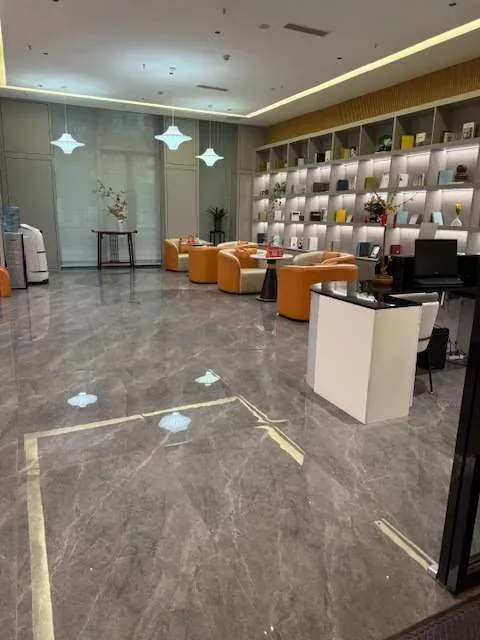 Polished floor in a bright office and showroom